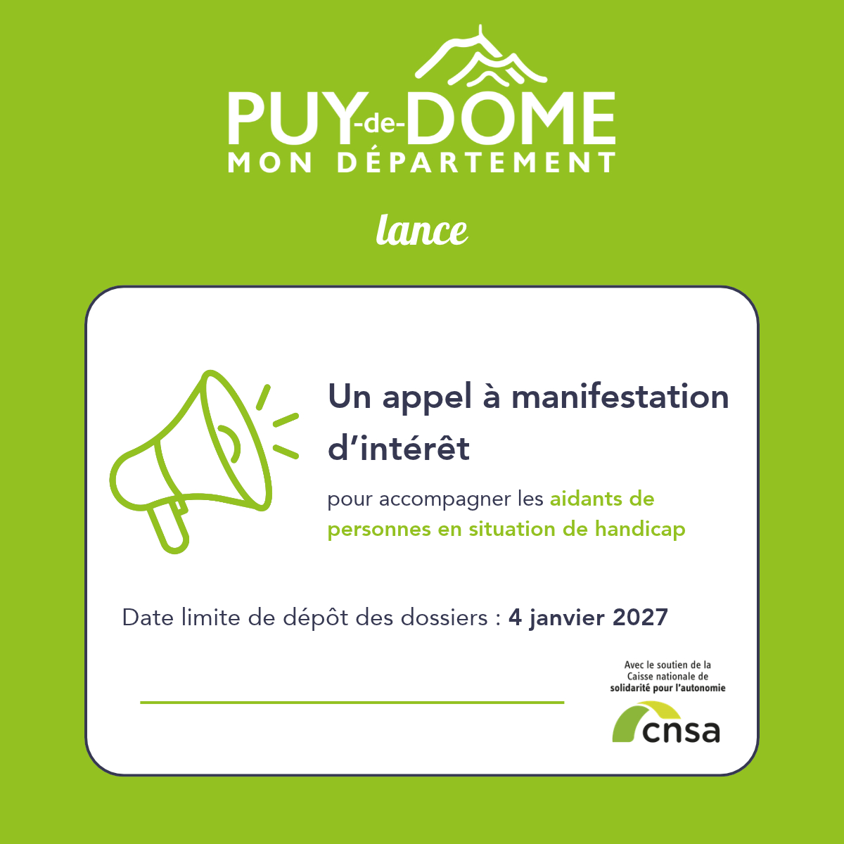 Appel à Manifestation d'Intérêt pour accompagner les aidants de personnes en situation de handicap